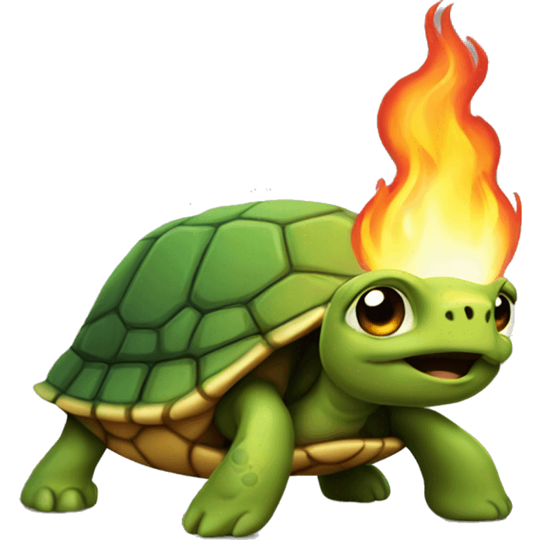 Turtle breathing fire emoji