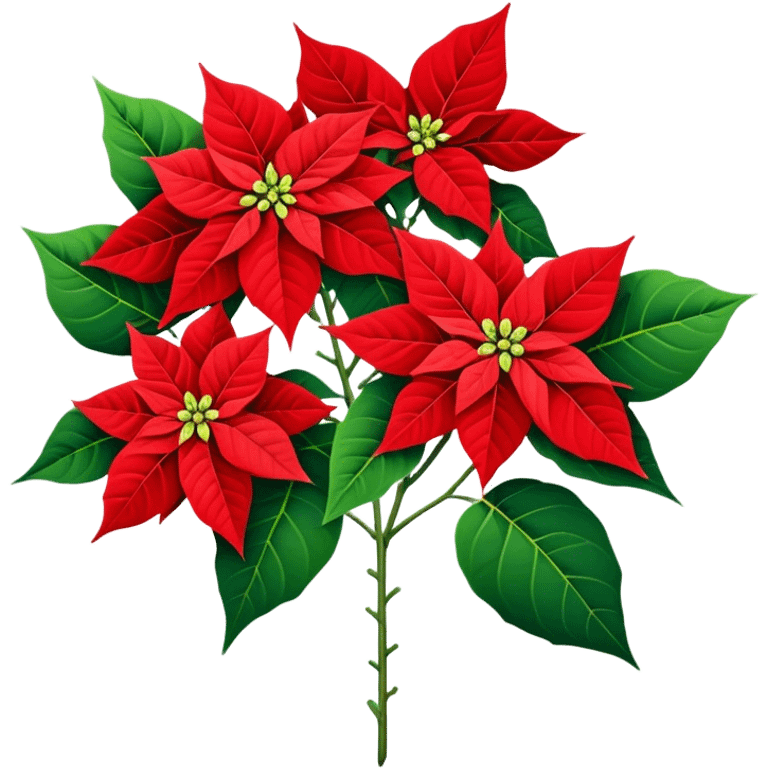 big bouquet Poinsettia, stem, leaf emoji