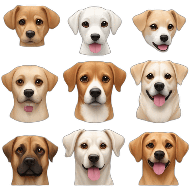 white labrador and pekingese corgi and rhodesian ridgeback emoji