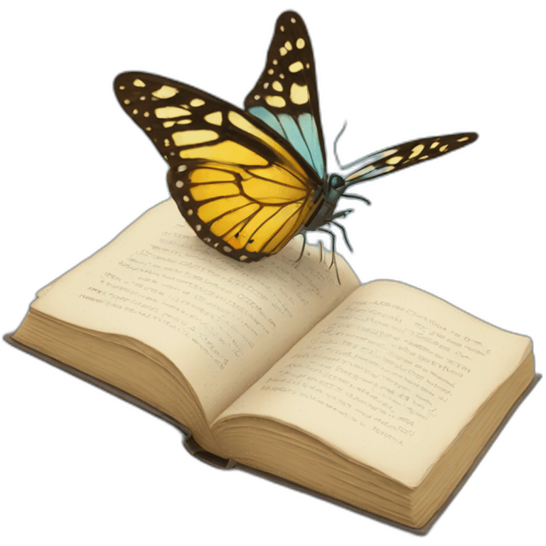 Butterfly reading a book emoji