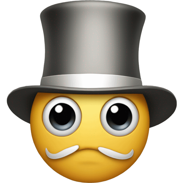 A top hat with wide pie-cut eyes emoji