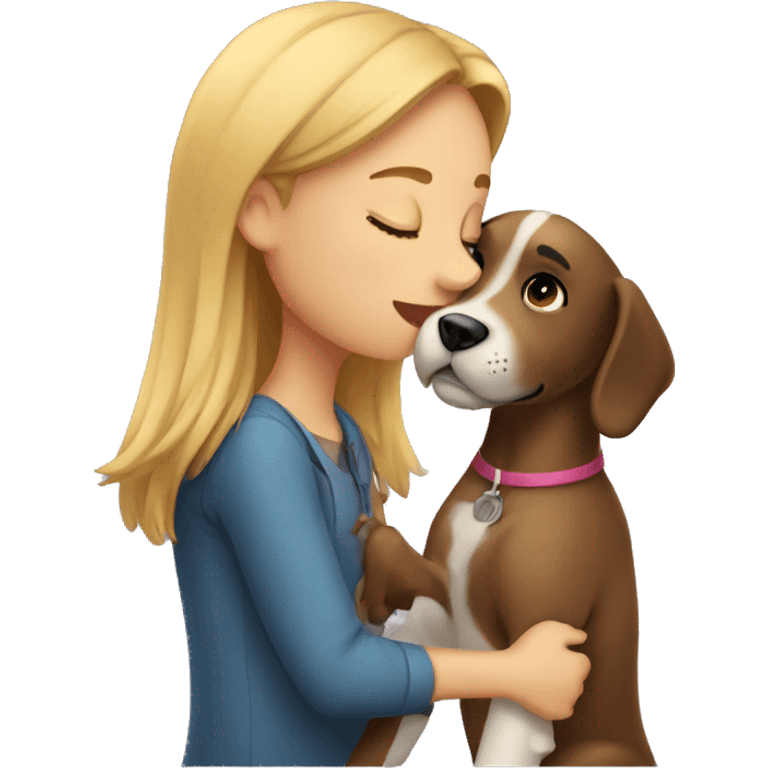 A girl kissing a dog emoji