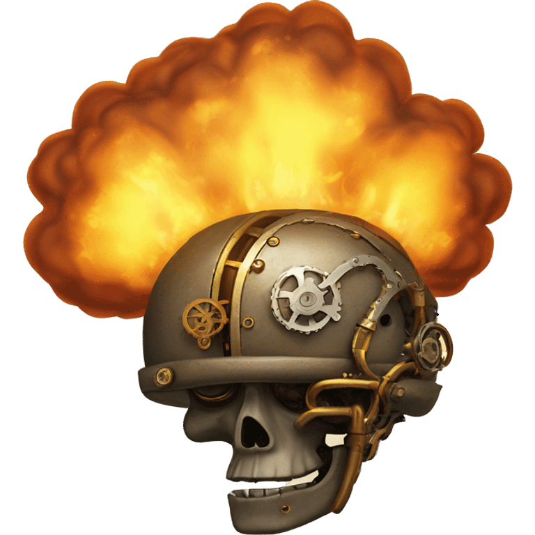 steampunk brain on fire emoji