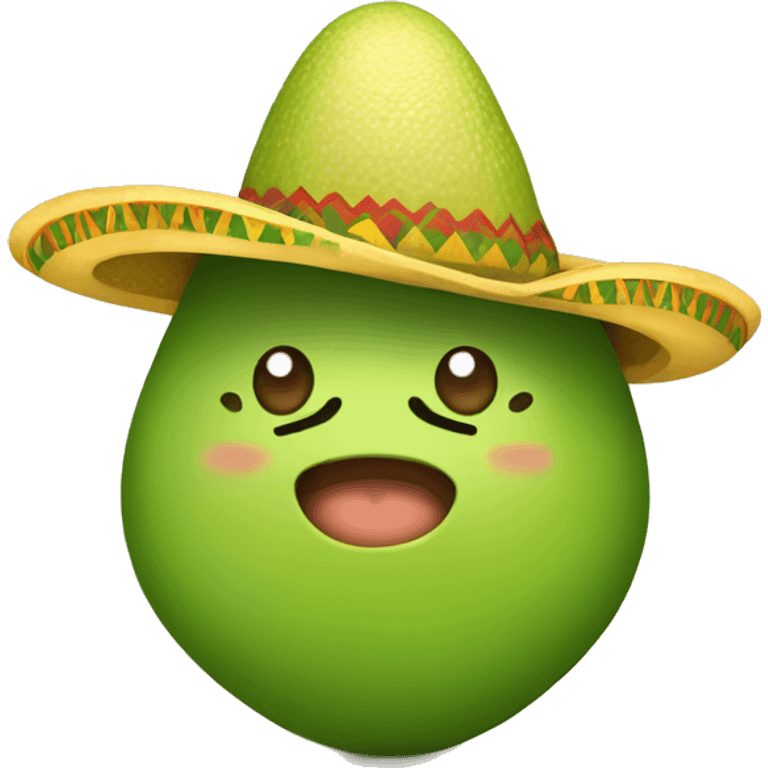 Cute avocado in yellow sombrero hat emoji