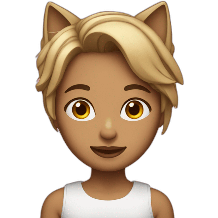 mujer pelo corto canoso y gato rayado emoji