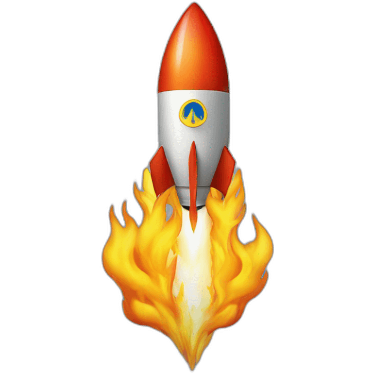 rocket with flame shaped as Ukrainian trident emoji