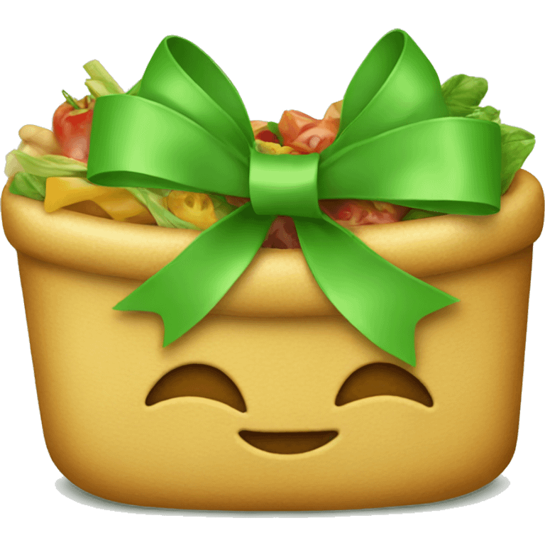 Green bow with food on it emoji