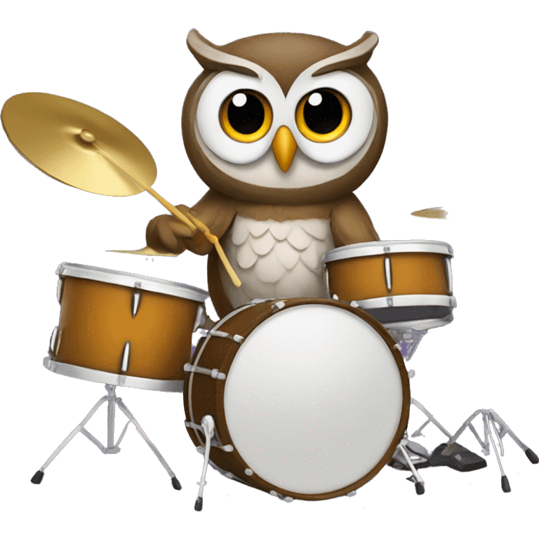 Owl playing drumset  emoji