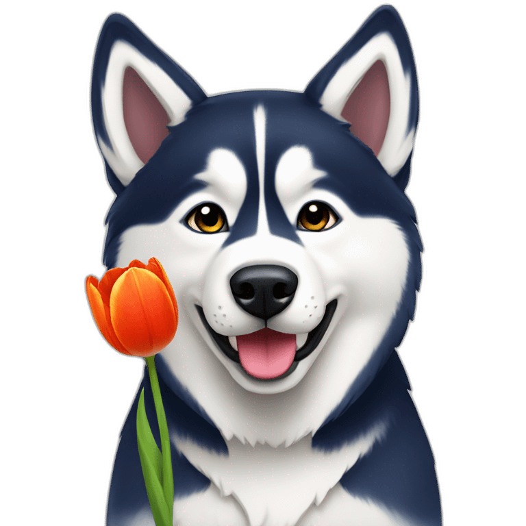 husky with tulip emoji