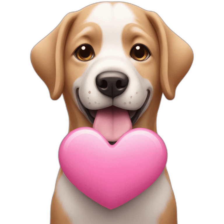 dog holding pink heart icon emoji