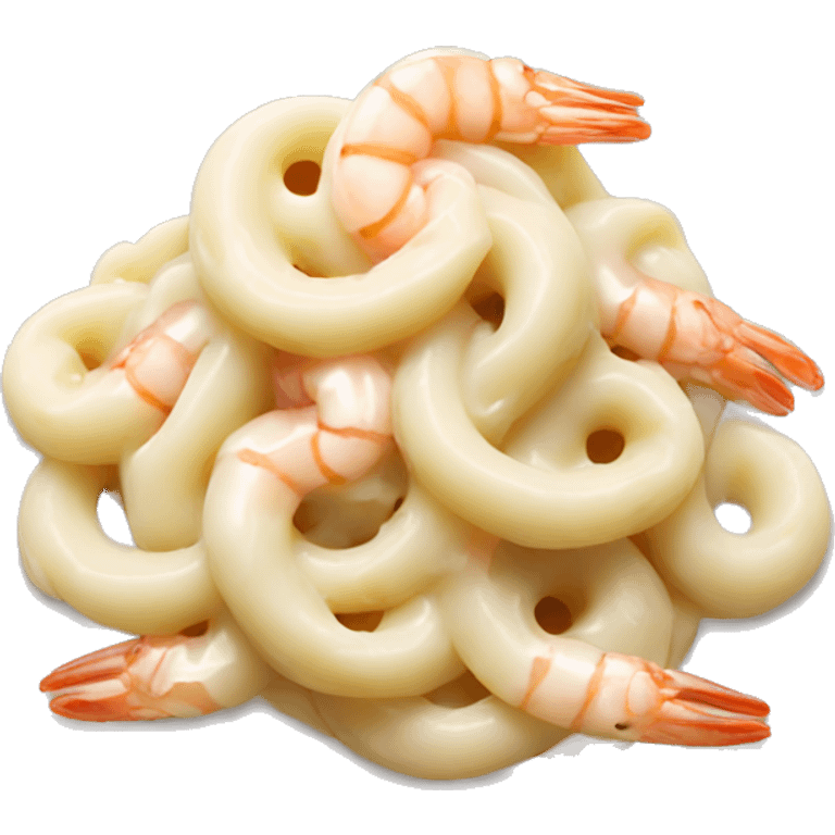 Pasta with creamy white sauce and shrimp emoji