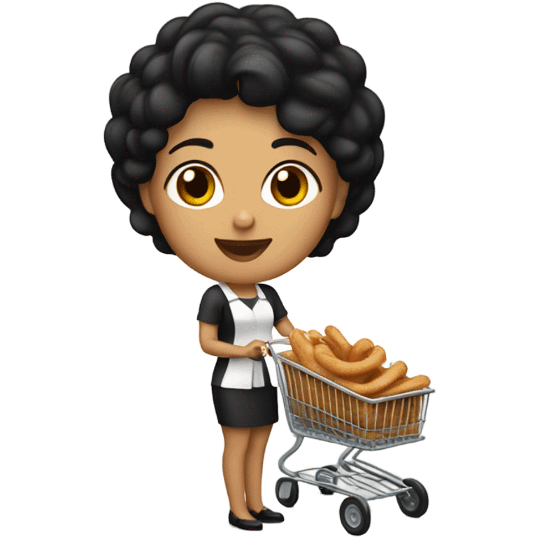 Tan black hair lady with a cart selling churros emoji