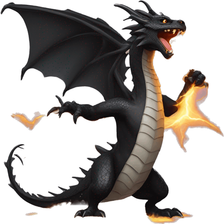 Powerful Black Dragon that Shoots Lightning bolt emoji