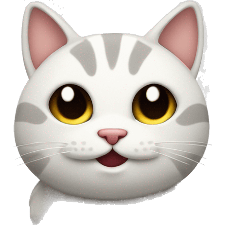 Cat with big hearts in place of eyes with a soft smile. Minimalist style emoji