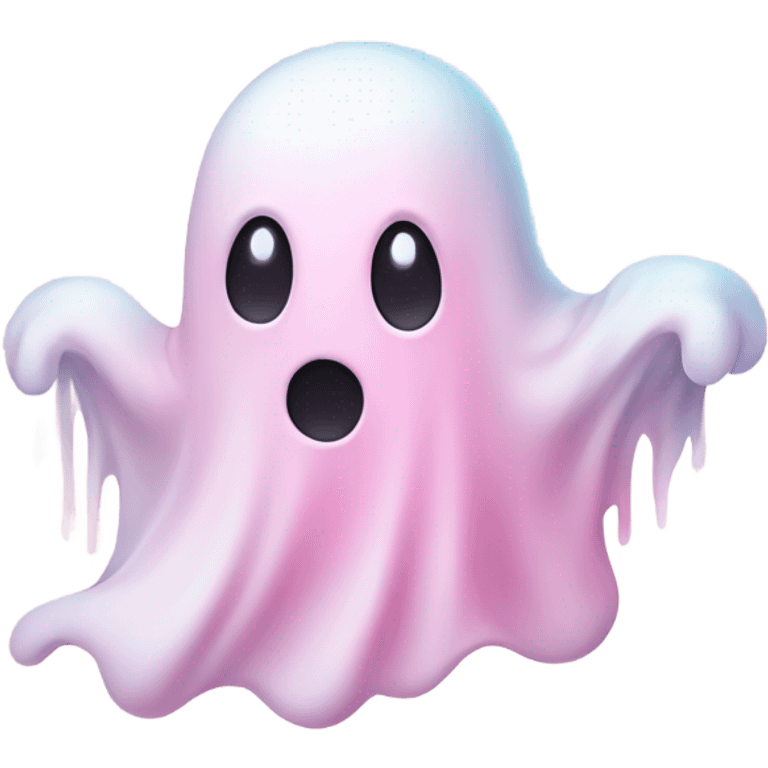 cutesy pastel pink ghost with clouds emoji