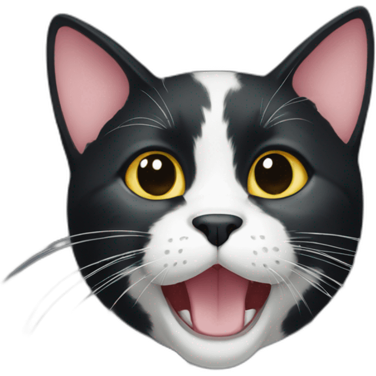 Black cat with white spots on face emoji