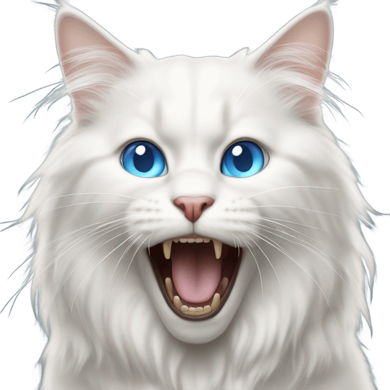 white long hair cat with blue eyes screaming!!!!! emoji