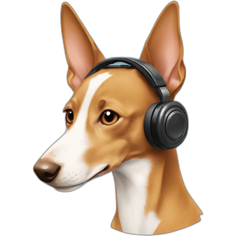 Podenco with earphones emoji