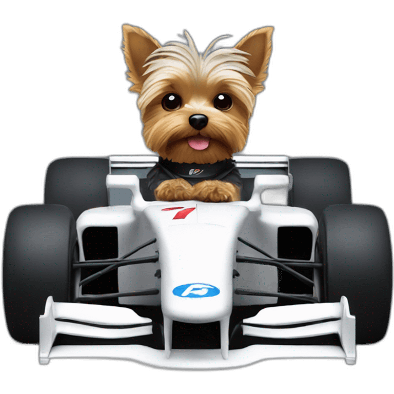 yorkie in a f1 car emoji