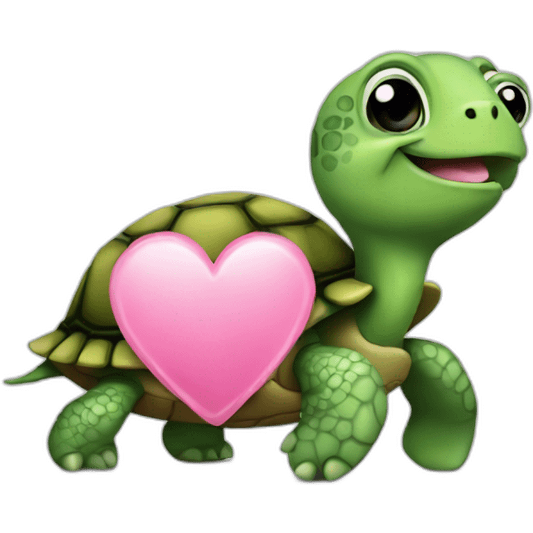 Turtle with pink heart emoji