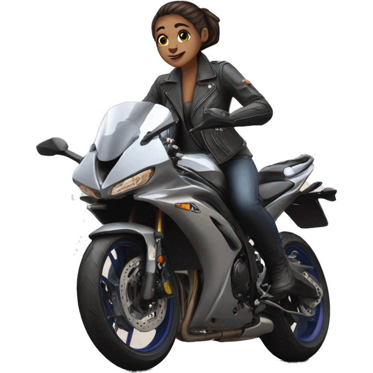 Girl on motorcycle yamaha emoji