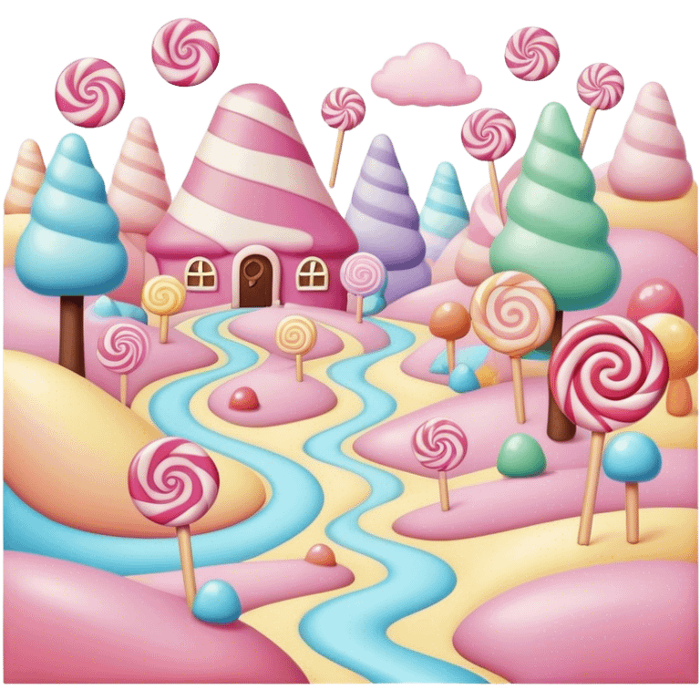 candy land  pastel surreal landscape emoji