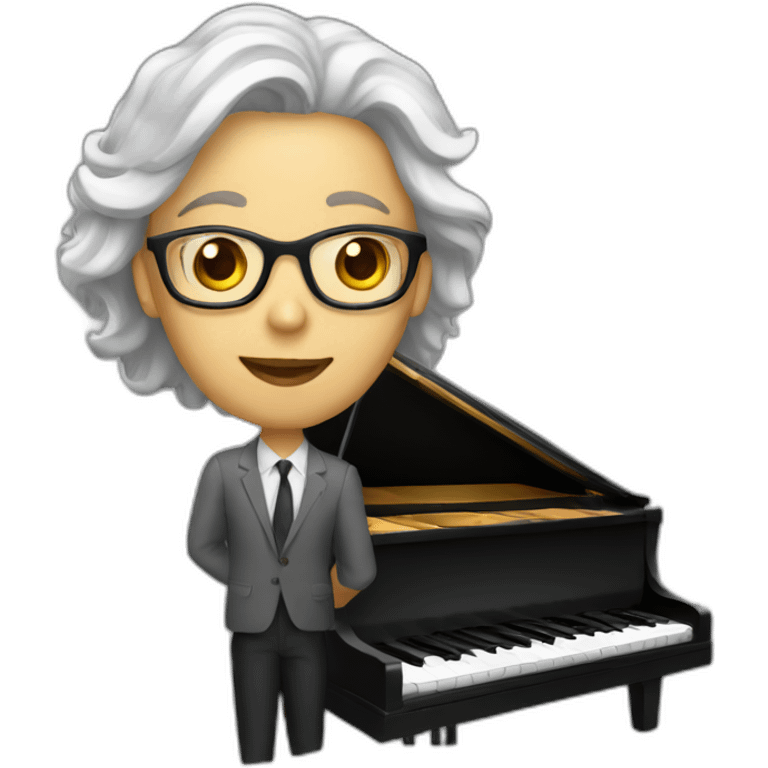 teacher with piano emoji