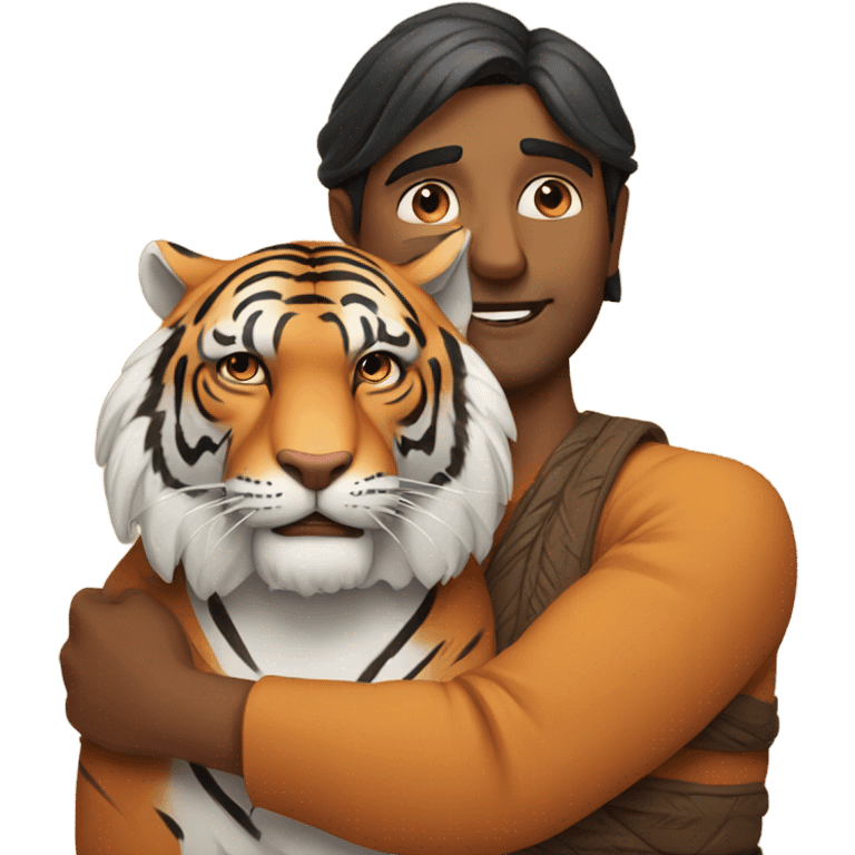 Indian man hugging tiger emoji