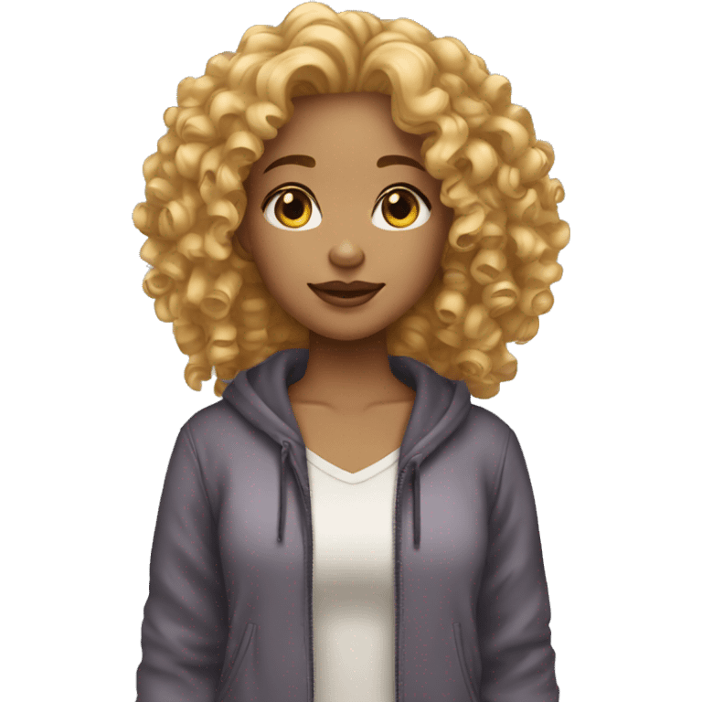 One curly light skin girl  emoji