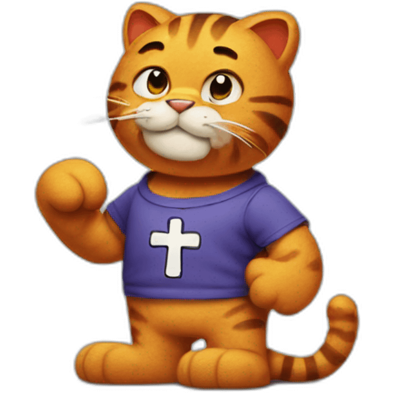 Garfield with a cross arm band emoji