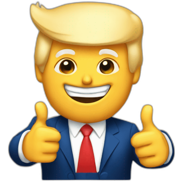 Donald Trump smiling with both thumbs up emoji