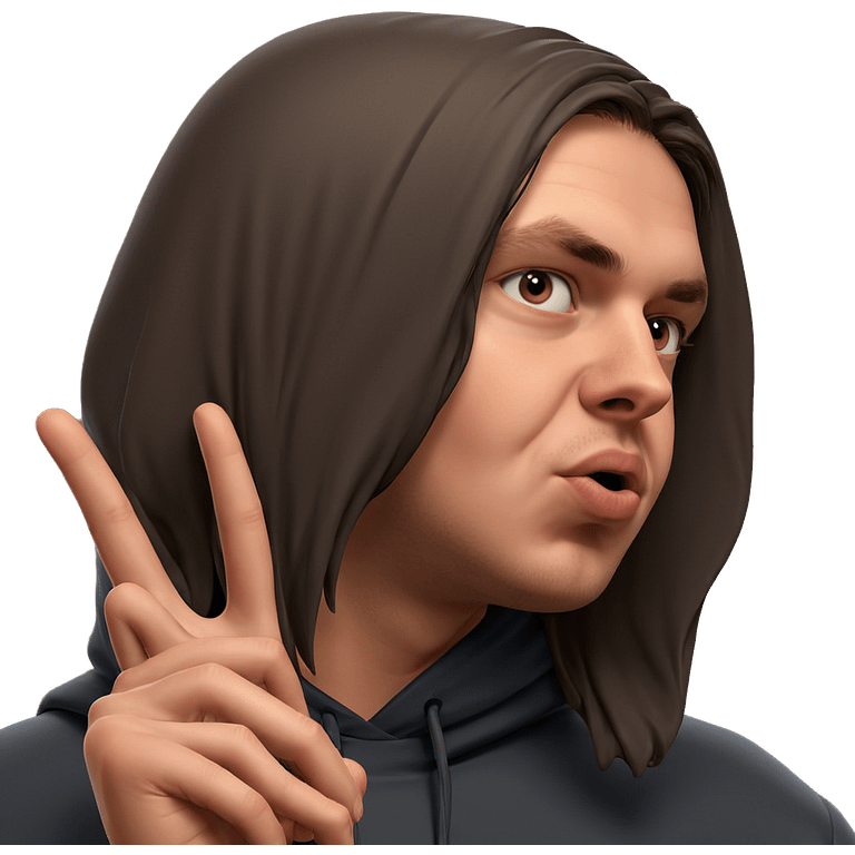 hooded meme boy in v emoji