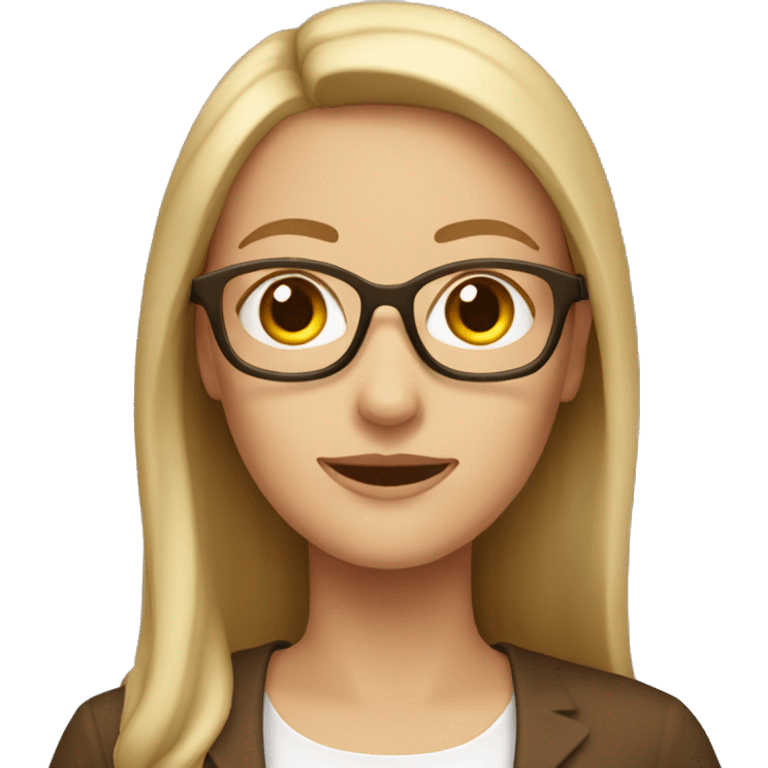 White woman Teacher with brown long hir no glasse emoji