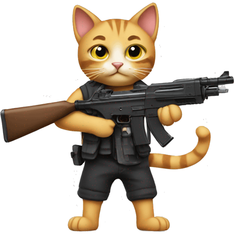 Cat with a gun cute emoji