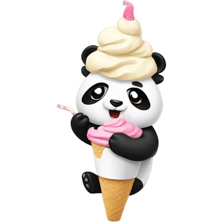 Panda eating ice cream emoji