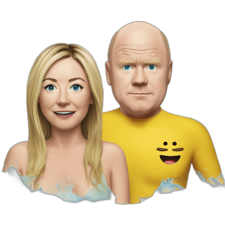 Victoria Coren-Mitchell and Phil Mitchell swimming in custard emoji