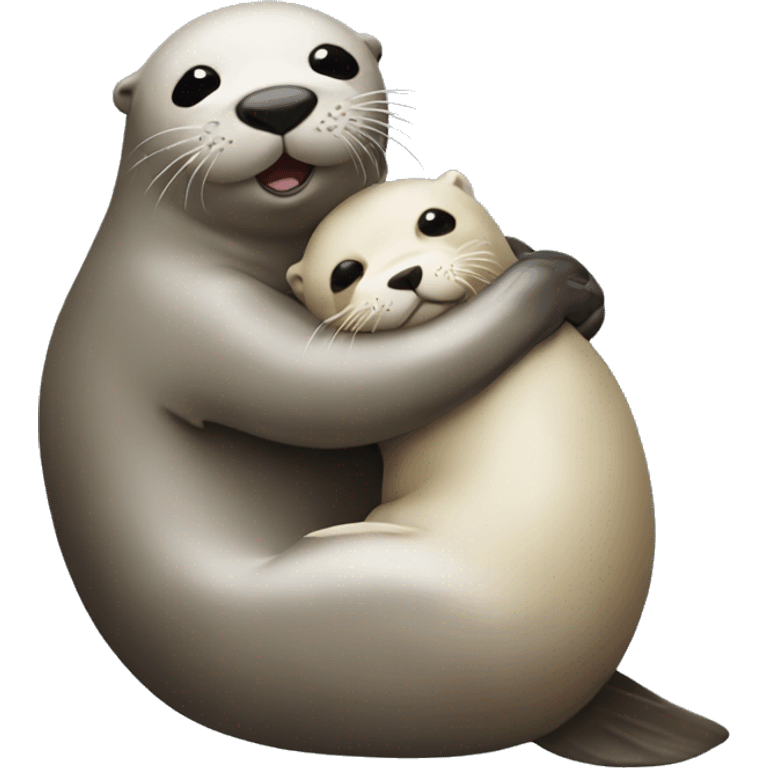 seal hugging otter  emoji