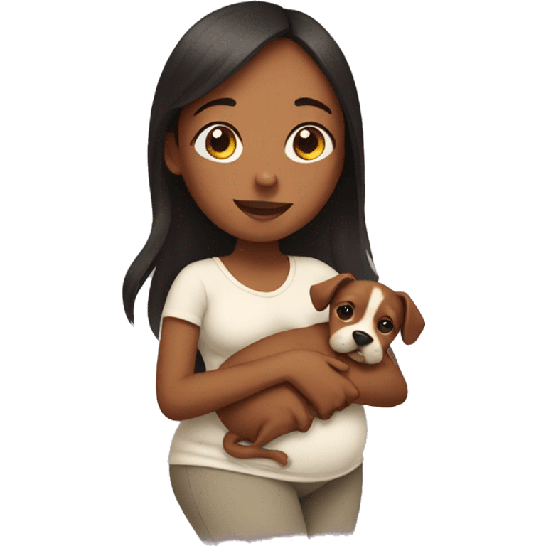 Pregnant Girl with dog emoji