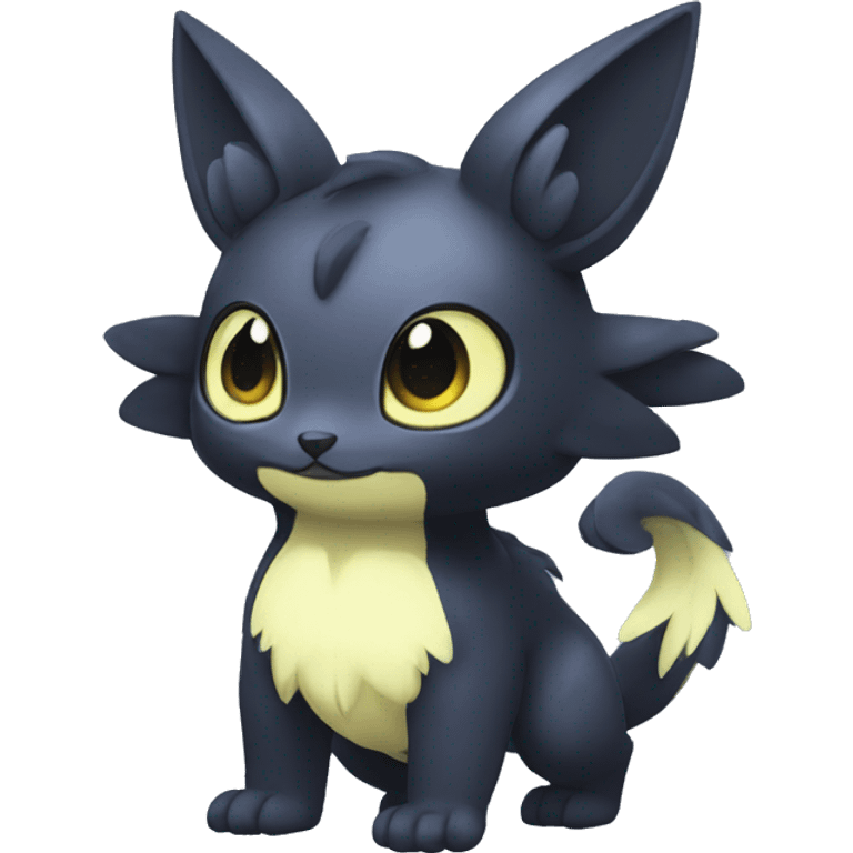 Cute cool shiny fantasy dark-shadow-themed animal hybrid Fakemon full body emoji