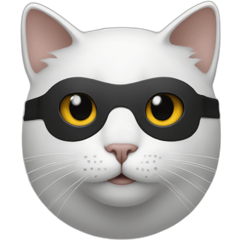 White cat with a full face batman mask emoji