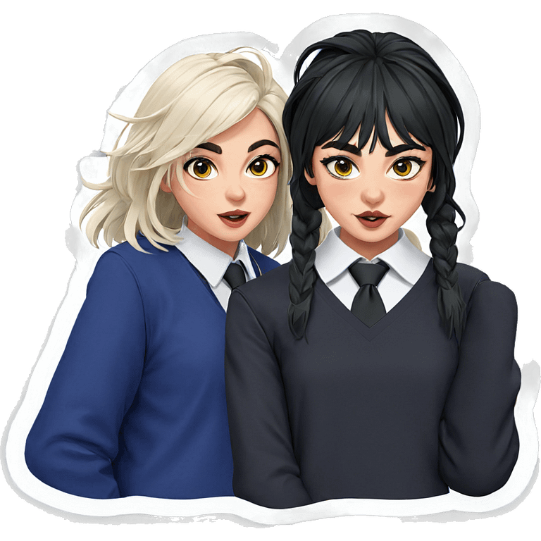 twin girls in school uniform emoji