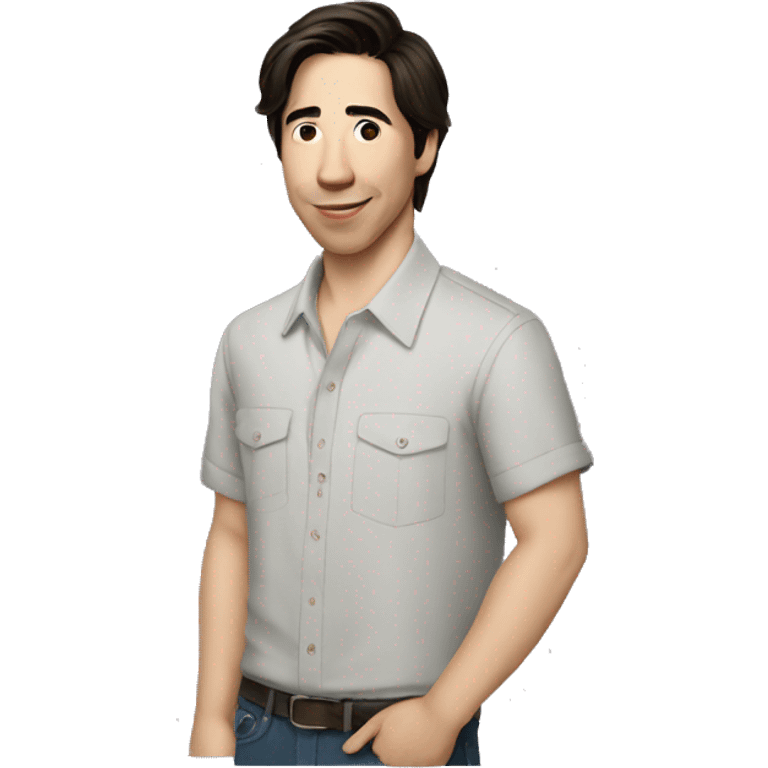 Justin Long wearing shirt emoji