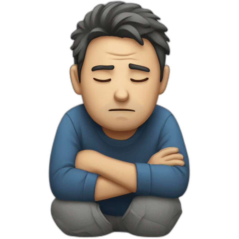 sleepy guy with debt emoji