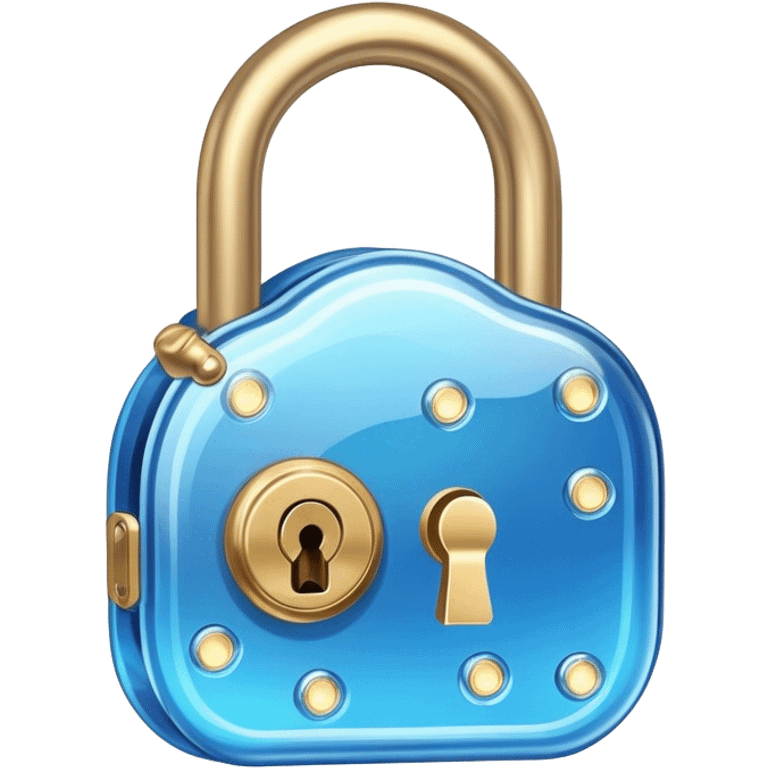 glassmorphic blue lock with gold lights emoji