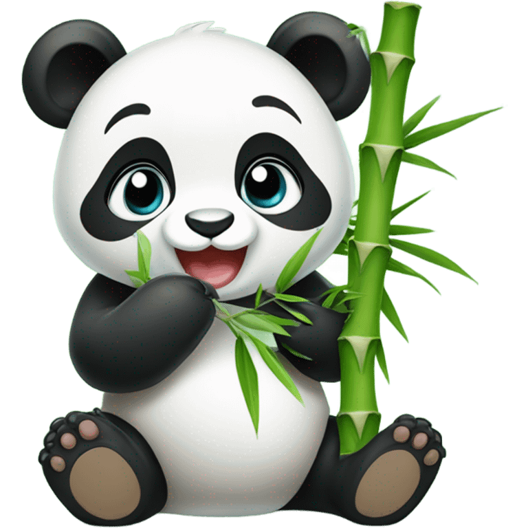 Baby panda eating bamboo emoji