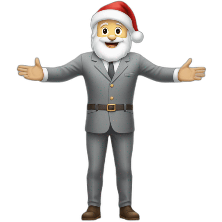 Full height Actively gesturing with hands pale skin Santa Claus in gray suit emoji