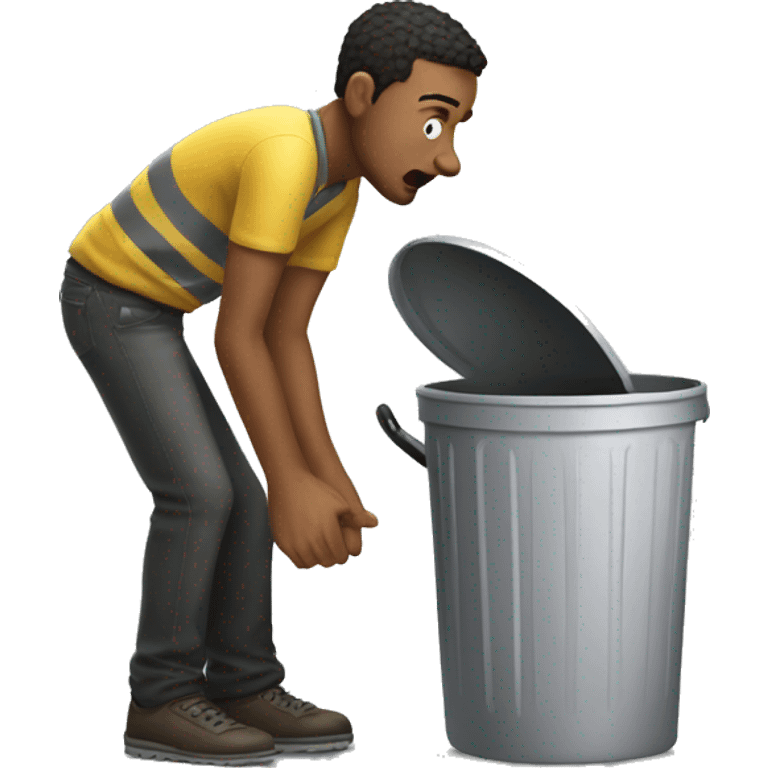 The guy is dimping in the trash can emoji