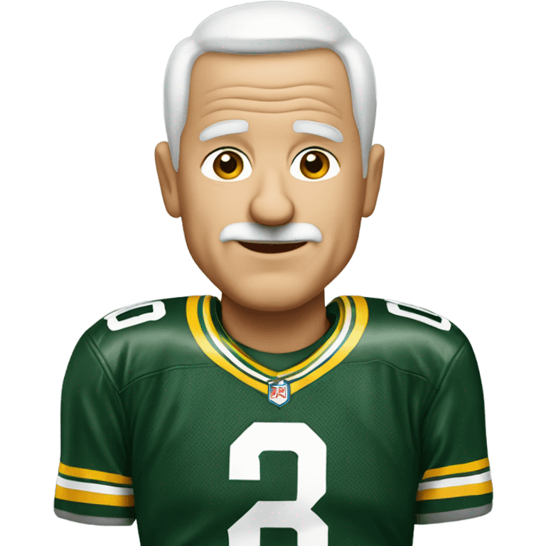 Old guy white buzzed hair with packers jersey number 4  emoji