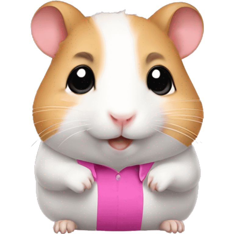 Cute hamster wearing a pink shirt emoji