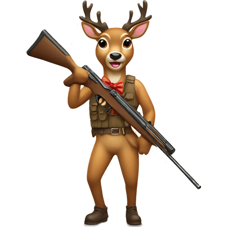 deer with bow holding shotgun emoji